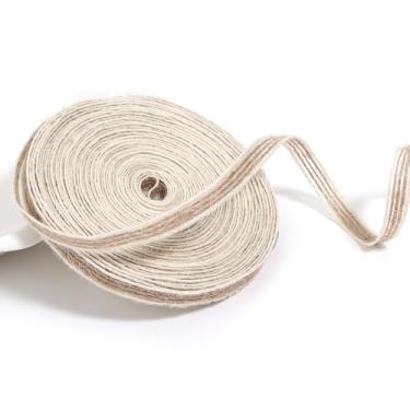 Imagem de Loomesh Fita de serapilheira para artesanato, juta rústica natural bege fita de linha branca para casa ao ar livre, guirlanda de árvore, guirlanda de casamento, frasco de pedreiro, decoração de