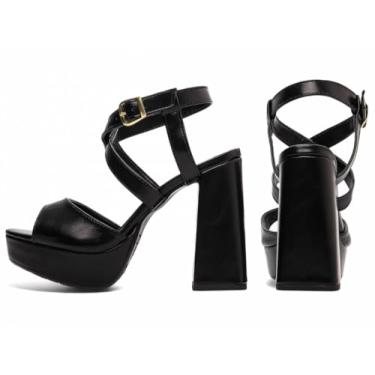 Imagem de Sandália Meia Pata Feminina Salto alto grosso Torricella AVS K1003A (Preto, BR, Adulto, Numérico, 38)