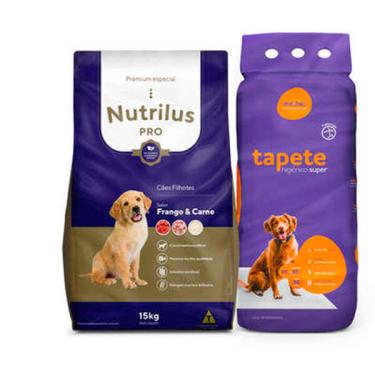 Imagem de Kit Ração Seca Nutrilus + Tapete Higiênico Super Me.Au Pet- KIT
