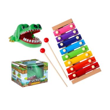 Imagem de Xilofone Infantil Brinquedo + Jogo Croc Croc Crocodilo Morde Dedo