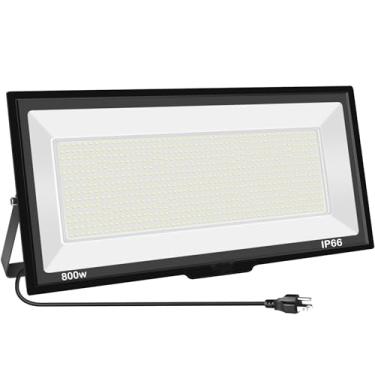 Imagem de Sunkkes Holofote de LED 800W para ambientes externos, 6000K 80000LM luzes brancas de segurança lâmpada externa, IP66 à prova d'água, iluminação de holofotes externos para jardim, quintal, estádio