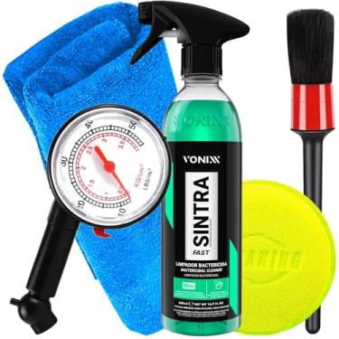 Imagem de Kit Sintra 500ml Vonixx Medidor De Pressão Pneus Karbox Toalha De Microfibra Azul 30x30cm e Acessórios Karbox