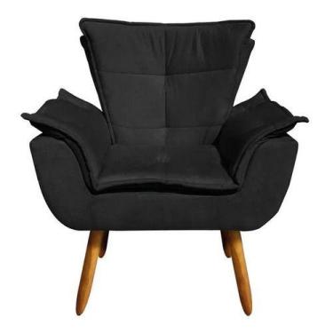 Imagem de Poltrona Opala Salão Sala De Jantar - Suede Preto - King Lar