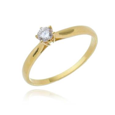 Imagem de Anel Solitário Com Diamante De 15 Pontos Ouro Amarelo 18kl - Juniorjoi