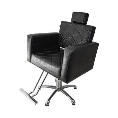 Imagem de Cadeira Evidence Fixa Hidráulica estrela Para Salão Preto Croco - Move