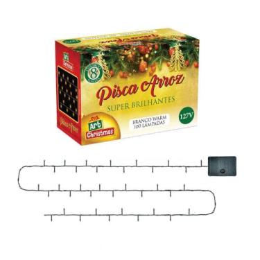 Imagem de Pisca Luz De Natal Led Branco 100l 8f 10m 127v Quarto decoração 4,2M -