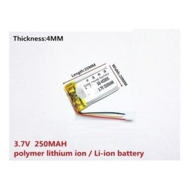 Imagem de Bateria 3.7v 250 Mah 4mm X20mm X35mm 3 Fios 402035 - bgb