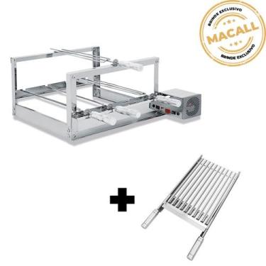 Imagem de Churrasqueira Giratória Inox 4 Espetos 2 Andares The Grill + Grelha Ar