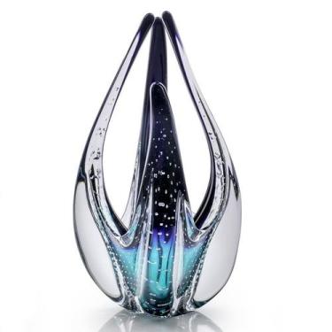 Imagem de Escultura Cristal Murano Esmeralda E Preto São Marcos 33cm