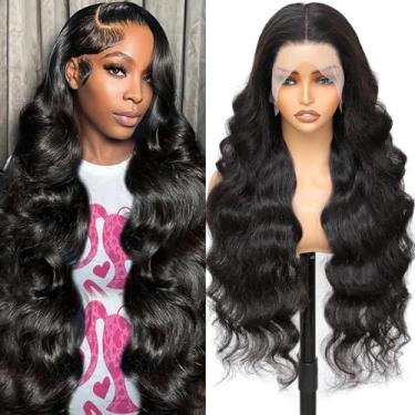 Imagem de Peruca de cabelo humano ondulado com tela HD 33 x 6 HD para mulheres 180% de densidade de cabelo virgem brasileiro pré-arrancado sem cola peruca ondulada natural preta 76 cm