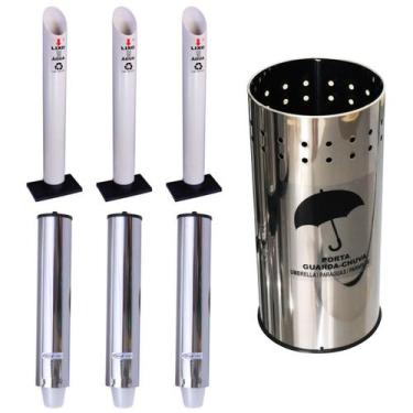 Imagem de Kit 3 Coletores Individuais Água PVC + 3 Dispensers Redondos 200ml Ino