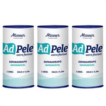 Imagem de Kit com 3 - Esparadrapo Impermeável Missner Adpele 10cmX4,5m