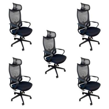 Imagem de Kit 5 Cadeiras Presidente Oficial Comfort Verona Com Apoio - Oficial W