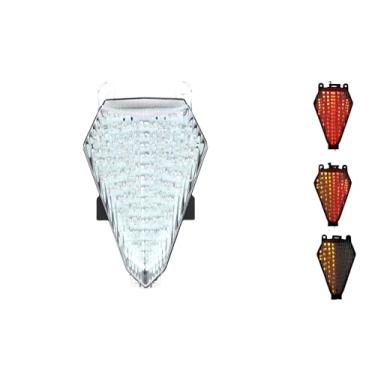 Imagem de Adequado para Yamaha YZF R6 2006-2007; luz traseira de freio de LED com indicadores de seta integrados; (transparente)