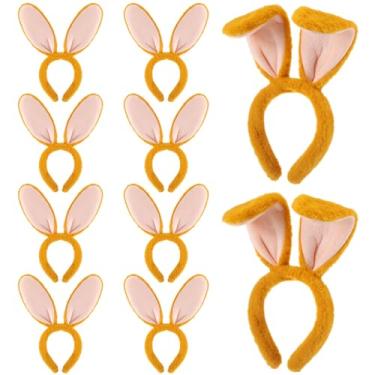 Imagem de Zeyune 10 peças de tiara de orelhas de coelho de Halloween, fantasia de coelho, animal de pelúcia, presente em massa para adultos, aniversário, Páscoa, cosplay, Marrom, tamanho �nico