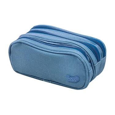Imagem de Estojo Nylon 3 Zíperes Jeans Azul, BRW