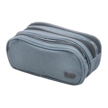 Imagem de Estojo Nylon 3 Zíperes Jeans Cinza, BRW