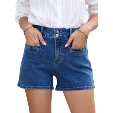 Imagem de Shorts Sidefeel Jean, casuais, de verão, de cintura alta, azuis, femin