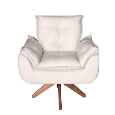 Imagem de Poltrona/cadeira Decorativa Glamour Opala Com Base Giratória 30cm Em Madeira Bege