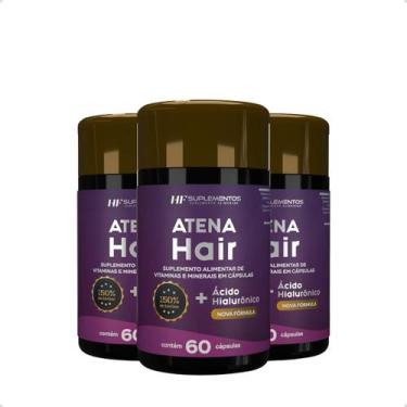 Imagem de 3x atena hair + ácido hialurônico 60 caps hf suplementos