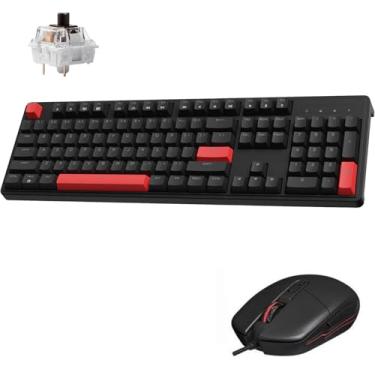 Imagem de LEMOKEY X2 QMK/VIA Combo de teclado e mouse para jogos personalizado, 104 teclas programáveis, suporte de junta de layout de tamanho completo, teclado mecânico com luz de fundo vermelha com