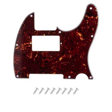 Imagem de DIAO79NI Placa de proteção HH Humbucker Tele Pickguard de 8 furos para guitarra elétrica Fender Americana/Mexican Standard Telecaster estilo moderno, tartaruga vermelha, 4 camadas.