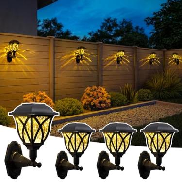 Imagem de TISEJOY Lanterna de parede solar luzes de galpão ao ar livre, luzes decorativas à prova d'água alimentadas por energia solar para casa de animais de estimação, cerca, jardim, galpão e quintal (pacote