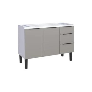 Imagem de Gabinete de Cozinha 117cm Armário Aço 2 Portas e 3 Gavetas (Cinza)