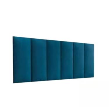 Imagem de Cabeceira Cama Box Estofada Modular Peças Adesivo 45X20cm(AZUL,SOLTEIRO)