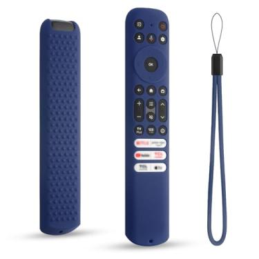 Imagem de DUOLAXMENG Capa de controle remoto de silicone para TCL RC813 FMB1, RC923 FMB3, RC902V FMR1 2023, compatível com o mesmo estilo Google TV e controle remoto Roku Smart TV (azul escuro)