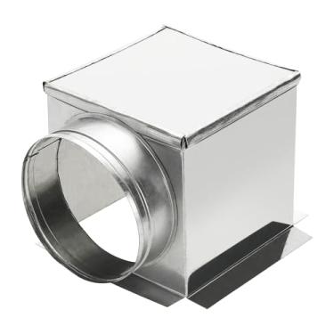 Imagem de PATIKIL Caixa de registro de teto HVAC de 90 graus, 20 x 20 x 17 cm, conector de ventilação de caixa de dutos de aço galvanizado para difusor de saída de ventilador de ar condicionado HVAC, serve para