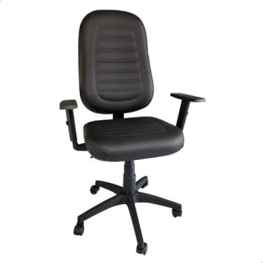 Imagem de Cadeira Presidente Giratória Arkab, Ergonômica, Courvin Preto, Suporta 120kg, Braços Reguláveis