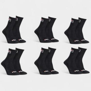 Imagem de Kit Meia Fila Cano Alto C/ 6 Pares - Preto, 34/38