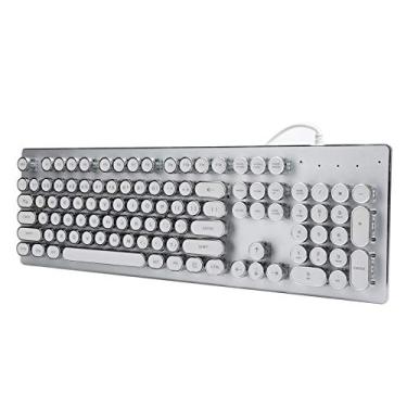 Imagem de aqxreight Teclado Mecânico de Jogos Com Fio retrô Com 104 Teclas de e Design Ergonômico de Luz Misto Preto (Branco)