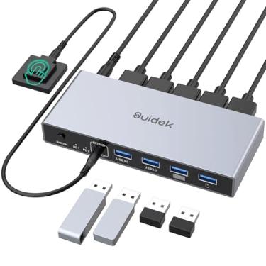 Imagem de SUIDEK Displayport KVM Switch 2 computadores, 1 monitor, 8K @60Hz 4K @144Hz USB 3.0 DP KVM Switches para dois computadores compartilham uma tela com 4 portas USB, inclui controlador de mesa e
