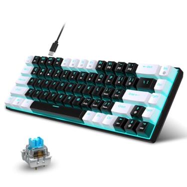 Imagem de OLYGIVE Teclado para jogos com fio, teclado retroiluminado RGB, teclado ultracompacto de 68 teclas para PC/Mac Gamer, digitador, viagem, fácil de transportar em viagem de negócios, 19 modos de