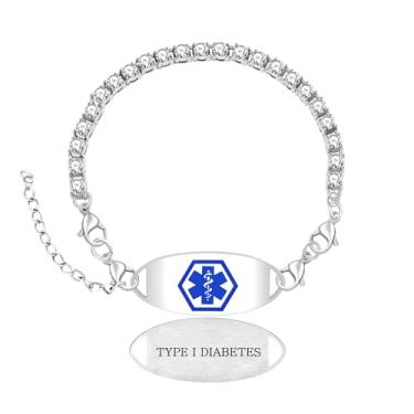 Imagem de Zircobic Pulseira ajustável com etiqueta ICE gravada | Pulseira unissex de identificação médica para uso diário | Joias de alerta de saúde de ajuste confortável | Identificação de emergência para