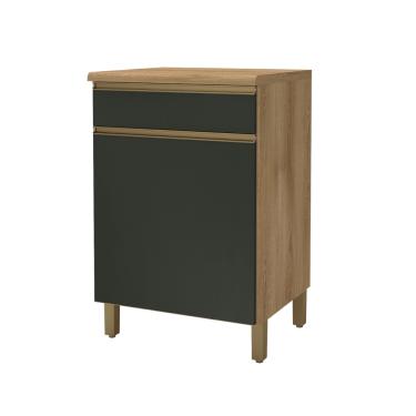 Imagem de Balcão 1 Porta com Tampo 60cm Star Indekes - Castani/Chumbo