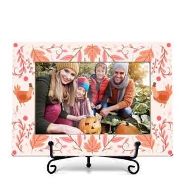 Imagem de Beshoul Moldura de outono 10 x 15 cm, molduras para fotos de colheita de Ação de Graças, decorações de outono de peru, presentes para exibição de mesa de escritório em casa - A08