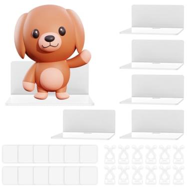 Imagem de 6 prateleiras de parede pequenas, prateleira flutuante de acrílico de 10 cm, prateleiras de exibição flutuantes adesivas multifuncionais, prateleira de montagem na parede, câmeras de segurança