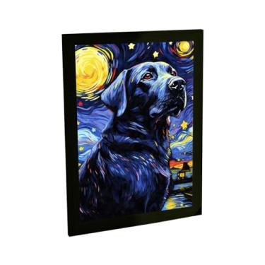 Imagem de Quadro Decorativo Cachorro Cão Na Noite Estrelada De Van Gogh V2 Decoração Poster Quarto Sala
