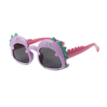 Imagem de Eyeglasstor Óculos De Sol Desenho Animado Dinossauro Para Crianças 2 A 6 Anos, Proteção Uv, Ajuste Seguro, Aventuras Ao Ar Livre, Lentes Escuras, Roxo-Rosa