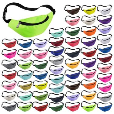 Imagem de Saintrygo Pochetes neon de cintura ajustável, pochete de tecido Oxford de cores variadas, com zíper para mulheres, homens, treino, viagem, corrida, atividades ao ar livre, rave, anos 80, 90, artigos