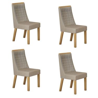 Imagem de Conjunto 4 Cadeiras para Sala de Jantar Luna Bege