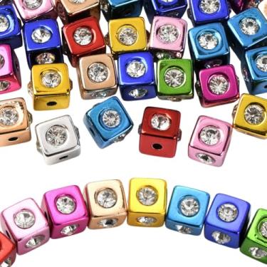 Imagem de SUNNYCLUE 1 caixa, 30 peças, contas quadradas de strass, contas de cubo de acrílico, 17 mm, focal, colorido, geométrico, 3D, espaçadores soltos para artesanato DIY, canetas, chaveiro, pulseira, colar
