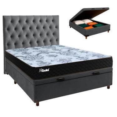 Imagem de Conjunto Cama Box Bau Blindado Casal + Colchão Molas Ensacadas Life Go