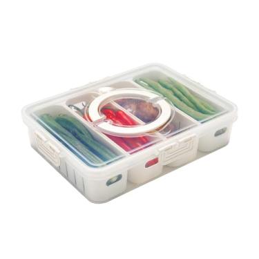 Imagem de MEHUKOJ Bandeja De Alimentos Empilhável Com Tampa, Caixa Lanches Tipo Dividida, Depósito, Refrigerador Plástico, Recipiente (1)