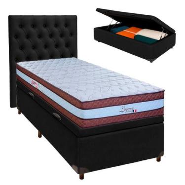 Imagem de Conjunto Cama Box Bau Blindado Solteiro + Colchão Molas Ensacadas Lega