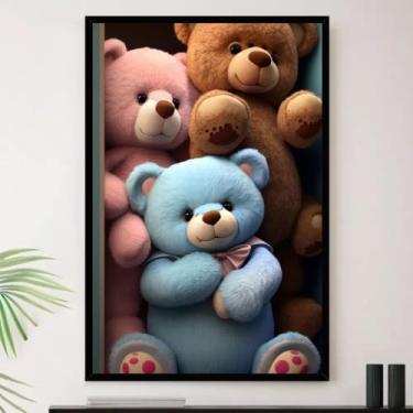 Imagem de Genérico, Quadro Ursinhos Criança Infantil Bebe Decorativo A3 35x45cm