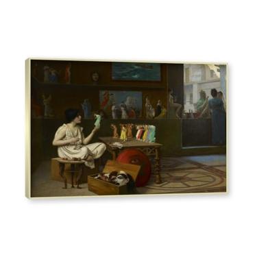 Imagem de NHLDZYH Moldura de champanhe. Pinturas a óleo famosas, (pintor de cerâmica antiga) por Jean Leon Gerome, reprodução impressa em tela, arte de cenário para decoração de sala de estar. 50 x 70 cm - 19,6